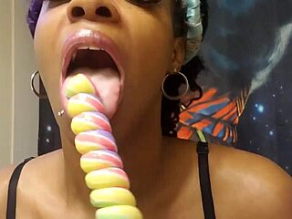 Ebony Babe Sucks Unicorn Lollipop with Flair