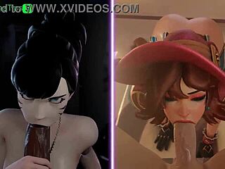 kiriko dominates d-va in rough hentai clash