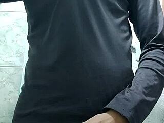 Young guy jerks his tasty cock hard