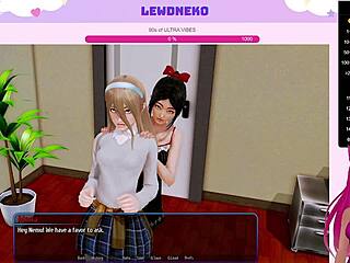 Vtuber Lewdneko Plays Harem Hotel with Vibrator