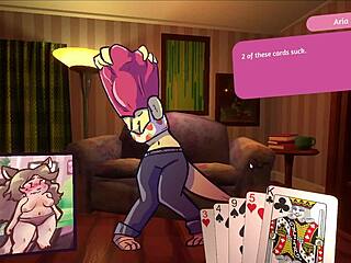 Ever teased by furry chicks stripping at poker?