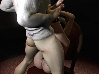 Slutty girl tied up on chair in 3d