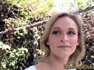 Teen Facialized Hard For Cash Outdoors Now