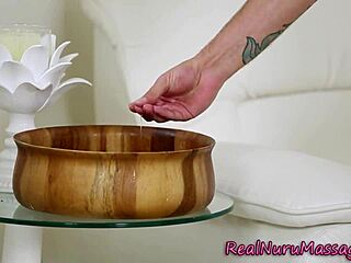 Fetish Masseuse Gives Blowjob with Facial Finish