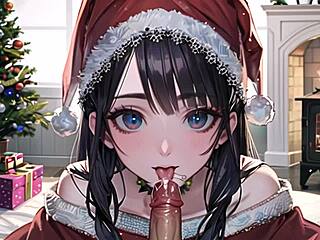 Wet Hentai Pussies Toyed on Christmas