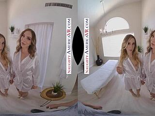first massage with daring blondes aiden and tiffany