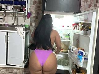 My curvy Latina maid caught on camera by boss
