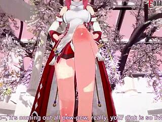 yae miko sucking hard in pov