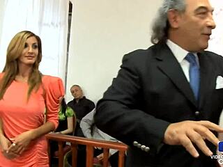 Crazy courtroom party with hotties