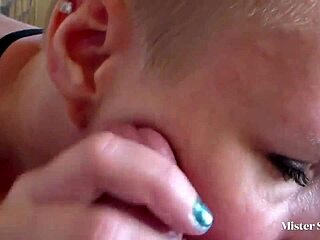 Teen tongue deepthroats and licks balls hard