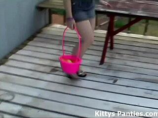 teen flashes thong while hunting easter eggs