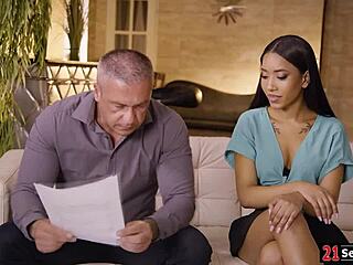 boss drills petite latina secretary’s tight rear