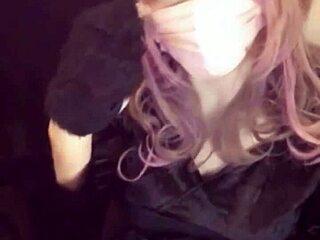 Crossdressing cutie with cat ears masturbates live