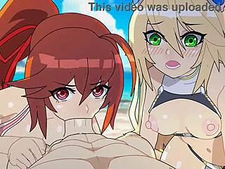 blazblue hentai beach episode outdoor fuck