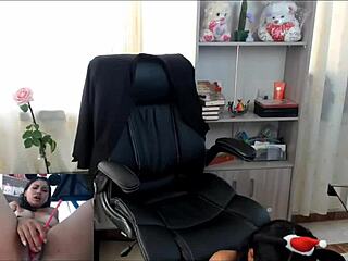 naughty shana teases with dildo at work