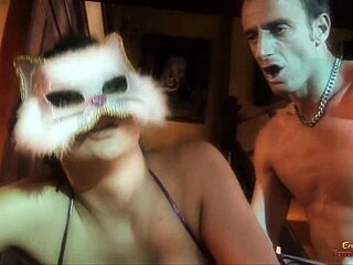 Stud Finishes On Masked Brunette After Blowjob And Pussy Fuck