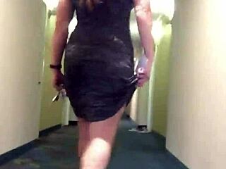 Flashing tight skirt at Home Depot for thrills
