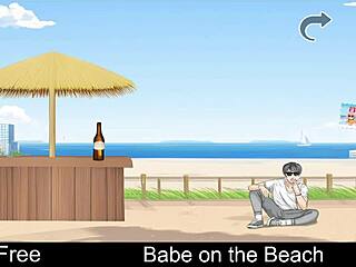 Babe dominates the beach in hentai action