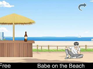 Babe dominates the beach in hentai action