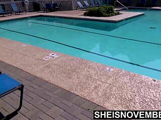 Ebony Msnovember Strips And Jiggles Butt At Pool