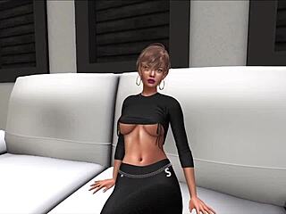 interracial passion on couch in 3d