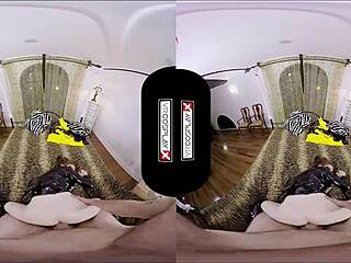Batgirl cosplay slut fucks silly in VR goggles