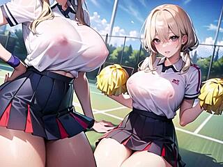 Hot Anime Cheerleader Teasing in Transparent Cloth with Pussy Play ASMR
