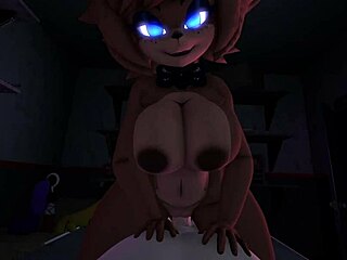 Furry cowgirl rides animatronic bull