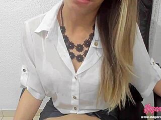 Blonde’s Teasing Jerk-Off Instructions for Naughty Worker