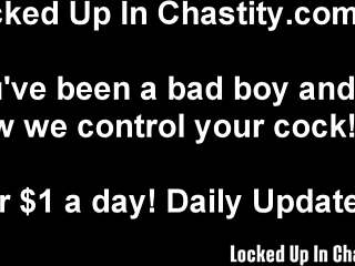Femdom Teases in POV Chastity Humiliation Clip