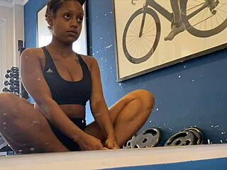 Ever caught an ebony exhibitionist at the gym?
