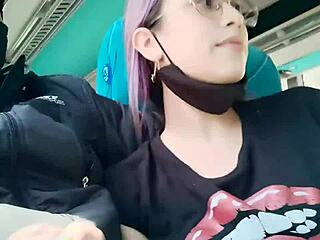 teasing blowjob turns to public bus creampie