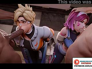 Daring Overwatch DVA in rough hentai fuck