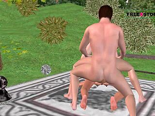 animated gay threesome with anal in 3d