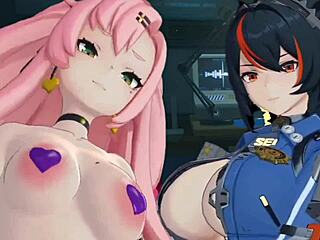 Thick anime women ride w-engines with gumi