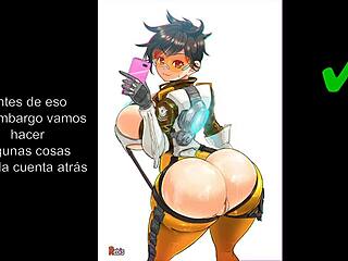 tracer overwatch femdom tease with dildo play
