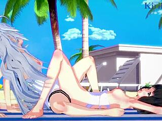 Miku Kohinata和Laura Bodewig在女同变态动画中玩耍