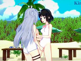 Miku Kohinata And Laura Bodewig's Lesbian Tease