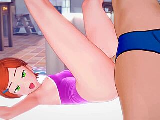 Gwen’s hentai game ends with cum-covered shaved pussy