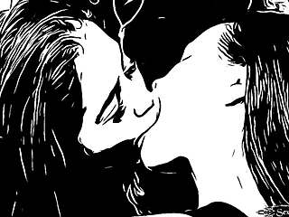 Cartoon Lesbian Sisters Share Deep Tongue Kissing
