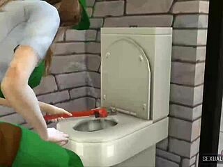 Plumber demands lesbian sex payment in 3d hentai animation
