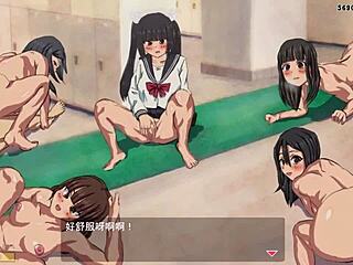 Anime hentai scene with Japanese girl in wild pregnancy game fantasy.