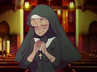yo, a nun fantasizing double action in prayer booth hentai!