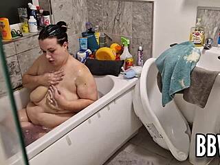 Pervert Spies on BBW Washing Huge Floppy Tits