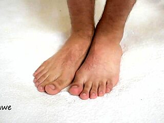 man’s huge feet dominate the scene