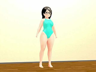 kyo curvy anime girl dances with plump moves