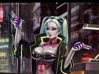 3D solo POV goth chick with huge lactating boobs expanding