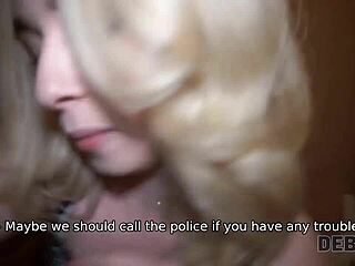 Fascinating Blonde with Curly Hair Taken by Debt Collector