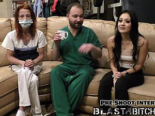Blaire Celeste sucks dick and gets her pussy blasted with cum in a wild hospital scene.