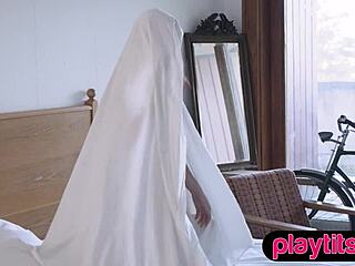 slender czech beauty stripping to show petite frame and hairy pussy